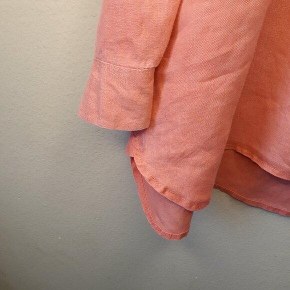 J. Jill Love Linen Button Down Top 2X Coral - Picture 5 of 9